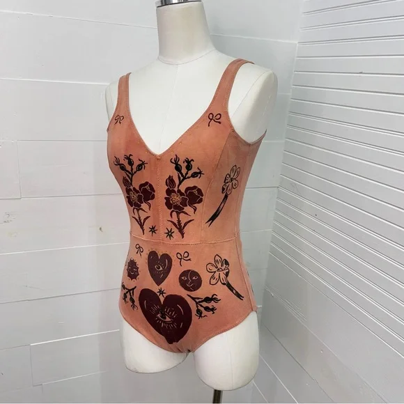 Serpent & Bow Madder Root Dyed Leotard underwear swimsuit - Picture 14 of 15